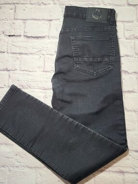 Vintage Genes Black Slim Fit Stretch Jeans Mens 36x32 Cotton Blend Black Denim